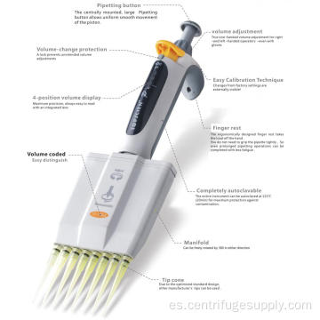 Micropipeta multicanal de volumen variable